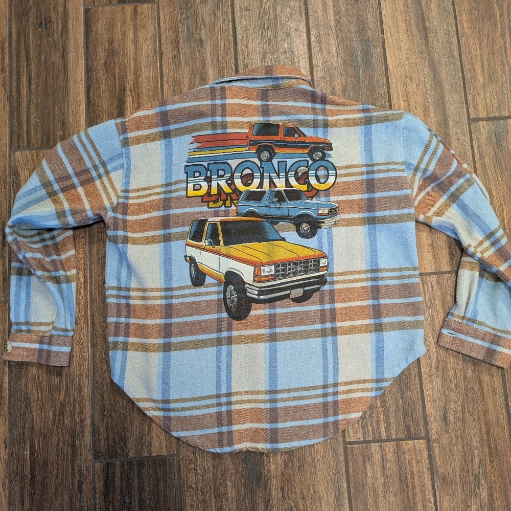 Plaid Flannel Shirt with Ford Bronco Graphic Large